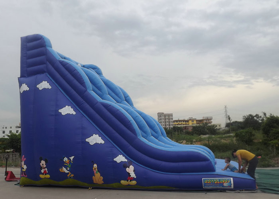 Castello rimbalzante gonfiabile con i personaggi dei cartoni animati blu di colore dello scorrevole stampati