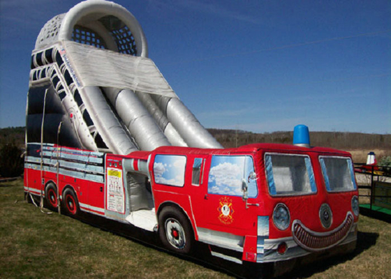 Punti di rinforzo sforzo rimbalzante gonfiabile stampati Firetruck della diapositiva 9mx4m alto