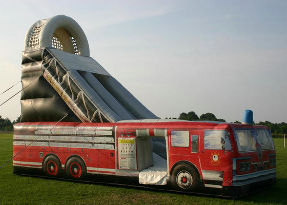 Punti di rinforzo sforzo rimbalzante gonfiabile stampati Firetruck della diapositiva 9mx4m alto