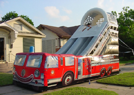 Punti di rinforzo sforzo rimbalzante gonfiabile stampati Firetruck della diapositiva 9mx4m alto