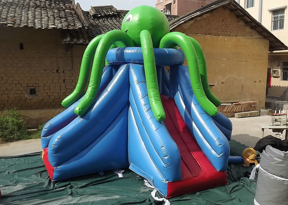 Strisce di rinforzo attrazione popolare gigante verde dello scivolo gonfiabile del polipo al giunto